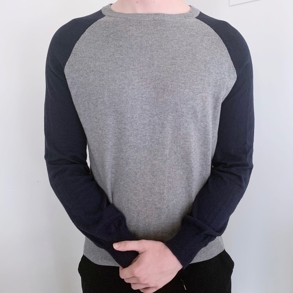 J. Crew Factory Other - J Crew gray navy crewneck sweater fall winter classic raglan sleeve cabin preppy